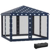 HAOYYE 10ft x 10ft Pop Up Canopy Tent with Mesh Netting and Carry Bag, American Flag Ez Up Instant Gazebo Shelter with Height Adjustable Legs for Patio Garden Backyard Outdoor Events Shade Room